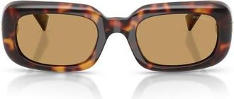 Miu Miu 52mm Rectangular Sunglasses in Havana /Brown at Nordstrom