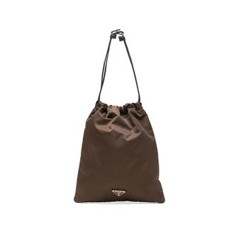 Prada Logo-plaque Drawstring Tote Bag