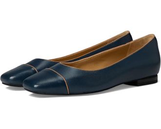 Trotters Womens Trotters Harbor Flat Navy Leather Square Toe Block Heel HAWK2601