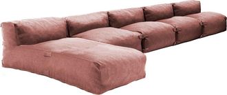 Oviala Mueble de jardín modular de 5 plazas con diván de terracota