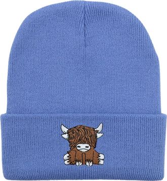 Generic Scottish Highland Cow Beanie Women Cute Scotch Cow Knitted Hat Autumn Winter Warm Hip Hop Hat Unisex Ski Hat Comfy
