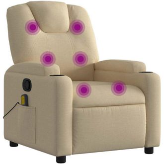vidaXL Poltrona Massaggiante Reclinabile Crema in Tessuto - Vidaxl