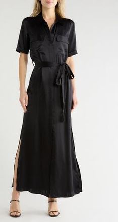 L'agence Klement Silk Shirtdress in Black at Nordstrom Rack, Size X-Small