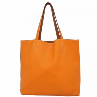 Herm&egrave;s Gold Orange Taurillon Clemence Leather Tote Bag (Pre-Owned)