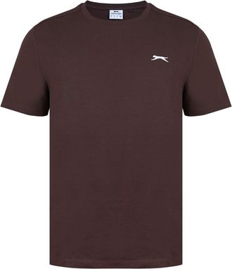 Slazenger Mens Plain T-Shirt Short Sleeve Lifestyle Cotton Chocolate Brown XL