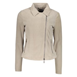 Moorer Leren jas met ritssluiting - Dames - Zomerjassen - Beige - XS - Leer - Jassen
