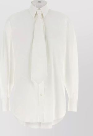 Brunello Cucinelli cotton poplin long-sleeve shirt with removable tie