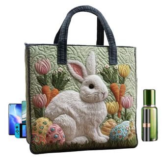 Generic Bunny Tote Bag - Canvas Handbag Style, Bunny Shoulder Bag, Soft Cotton Fabric with Reinforced Handle, Easter Party Gift Accessory, Outdoor Shopping Tr