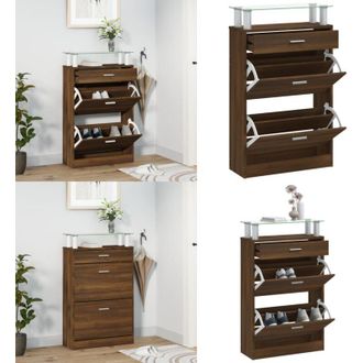 vidaXL Scarpiera Rovere Marrone 63x24x104 cm in Legno Multistrato - Scarpiera con cassetti - Scarpiera moderna