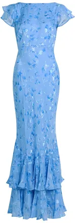 Rixo Rixo Ordinia Devor&eacute; Silk-blend Maxi Dress - Blue - 16 (UK 16 / XL)