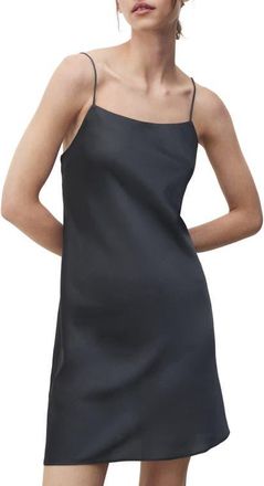 Mango Satin Nightgown in Dark Grey at Nordstrom, Size Medium