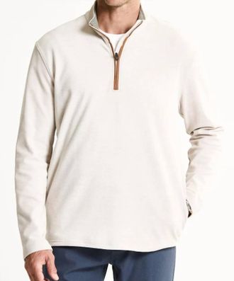 Jachs NY Ultra Soft Quarter Zip Pullover Sweatshirt In Oatmeal Heather
