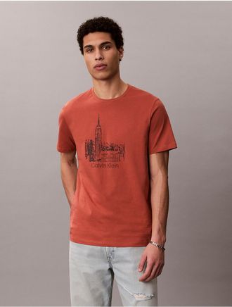 Calvin Klein Jeans Calvin Klein Mens City Graphic Classic T-Shirt - Orange - 2XL