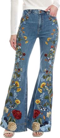Alice & Olivia Alice + Olivia Beautiful High-Rise Embroidered Jean