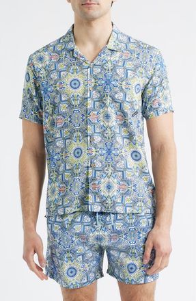 Boardies Print Camp Shirt in Blue Multi at Nordstrom, Size Xx-Large