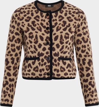 Paige Oberon Leopard Merino Wool Cardigan