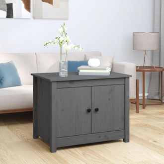 vidaXL Mesa De Centro De Madera Maciza De Pino Gris 71x49x55 Cm Vidaxl