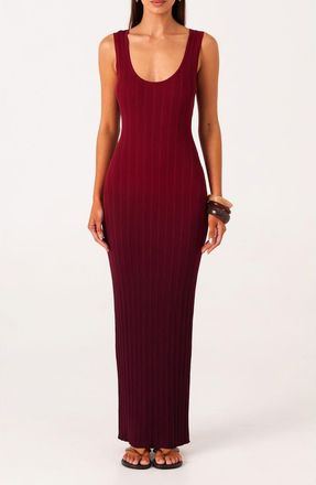 SNDYS Odessa Ombr&eacute; Variegated Rib Cody-Con Maxi Dress in Plum Ombre at Nordstrom, Size X-Large