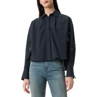 Robert Rodriguez Adara Grommet Long Sleeve Button-Up Shirt in Black at Nordstrom Rack, Size X-Small