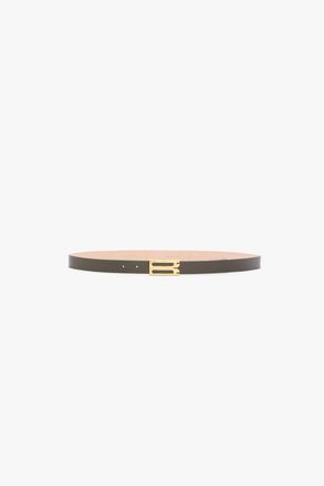 Victoria Beckham Dorian Belt In Dark Olive Smooth Leather 100CM