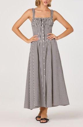 ASTR the Label Temperance Gingham Corset Midi Dress in Black Gingham at Nordstrom, Size X-Small