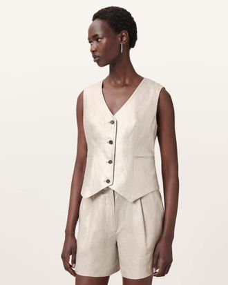 AllSaints Averie Relaxed Fit Linen Vest