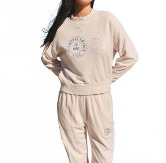 Sundry St Tropez Stamp Athletic Sweatshirt In Oyster