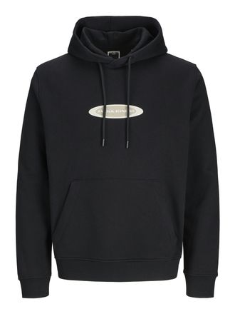 Jack & Jones Hoodie JACK & JONES JCOPACER LOGO PRINT SWEAT HOOD, Herren, Gr. M, schwarz, Sweatware, Obermaterial: 70% Baumwolle, 30% Polyester, bedruckt, relaxed f