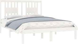 vidaXL Estructura De Cama Doble Sin Colch&oacute;n Madera Maciza Blanco Vidaxl