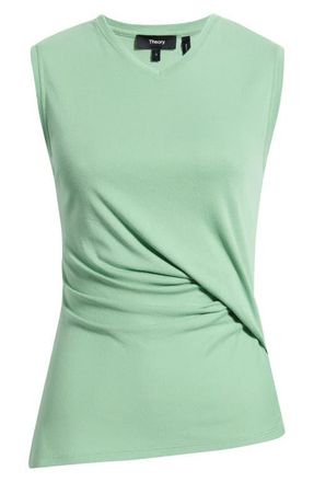 Theory Side Twist Modal & Pima Cotton Tank in Delicate Green at Nordstrom, Size X-Large