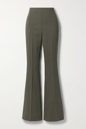 Akris Pantaloni Svasati In Misto Lana Faralda - Verde