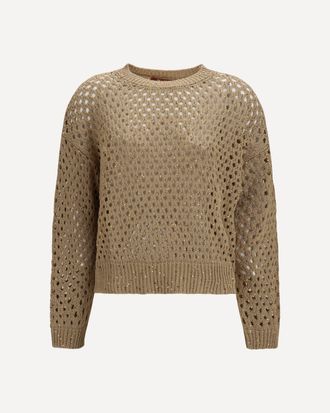 Max Mara Open knit cotton Sweater with sequins Female M