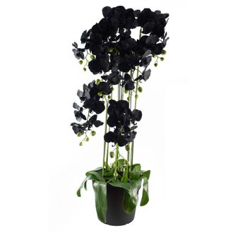 Leaf 110cm Large Black Orchid Plant - Artifcial - 41 REAL TOUCH flowers in Green
