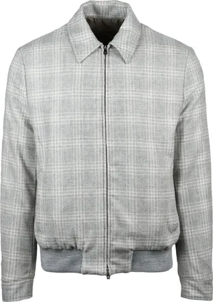 LUIGI BORRELLI NAPOLI Light Grey Wool-Cashmere Aviator Jacket