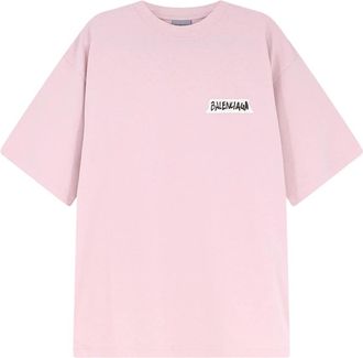 Balenciaga Masking Tape T-shirt - Dames - T-shirts - Roze - S - Katoen - Tops