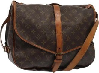 Louis Vuitton Tweedehands Canvas Louis Vuitton tassen - Dames - Vintage Schoudertas - Bruin - ONE Size - Leer - Vintage