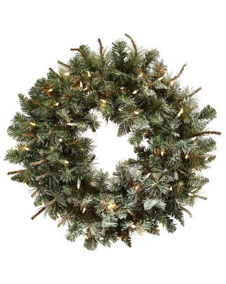 Nearly Natural 30In. Lighted Frosted Pine Wreath