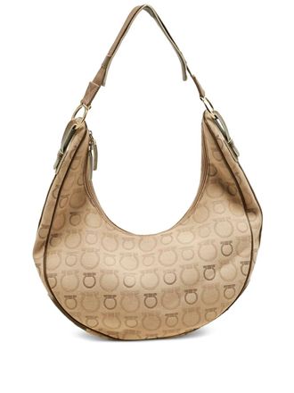 Ferragamo Schoudertas met Gancini-patroon - Beige