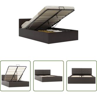 vidaXL Letto matrimoniale con contenitore - Giroletto con Contenitore Idraulico Grigio Similpelle 120x200cm