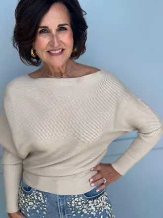 Elan Sandy Wide Neck Sweater In Taupe