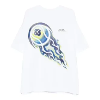 Casablanca T-Shirts, male, White, Size: XS Flaming Tennis Ball Oversized T-Shirt