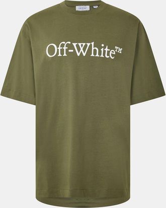 Off-white Mens Off White Bkish Lettering Boyfriend T-Shirt in Moss/White - Green - Size X-Large
