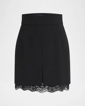 Dolce & Gabbana Lana Double Crepe Lace-Trim Mini Skirt
