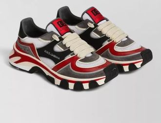 Dolce & Gabbana leather mesh-panel low-top sneakers