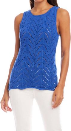 Karen Kane Crochet Sweater Tank In Blue