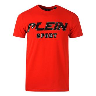 Plein Sport Mens Black 3D Logo Red T-Shirt Cotton - Size Small