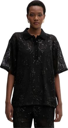Isabelle Blanche Polo Top - Dames - Blouses - Zwart - S - Katoen - Overhemden