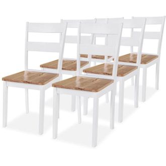 vidaXL Sedie da Pranzo 6 pz Bianche in Legno Massello di Hevea