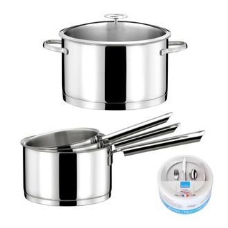 Cuisinox Lote de 6 piezas - 3 cacerolas de 16/18/20 cm, 1 cazuela de 24 cm con