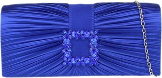 Girly HandBags Womens Satin Pleated Clutch Bag Medium Royal Blue